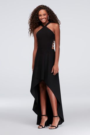 Black High Low Halter Dress